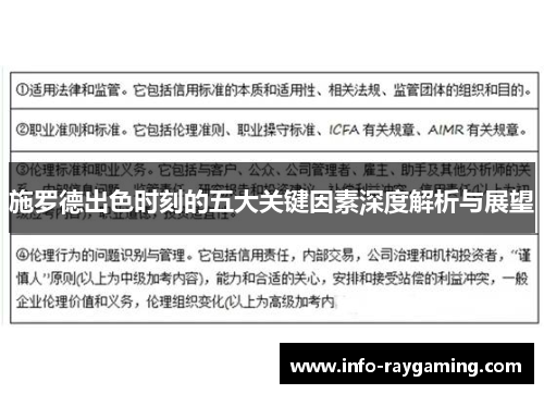 施罗德出色时刻的五大关键因素深度解析与展望